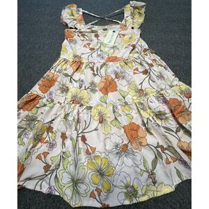 Lottie & Holly Dress Womens XS Blush Rust Floral Puff Sleeve Tiered‎ Ruffle Boho